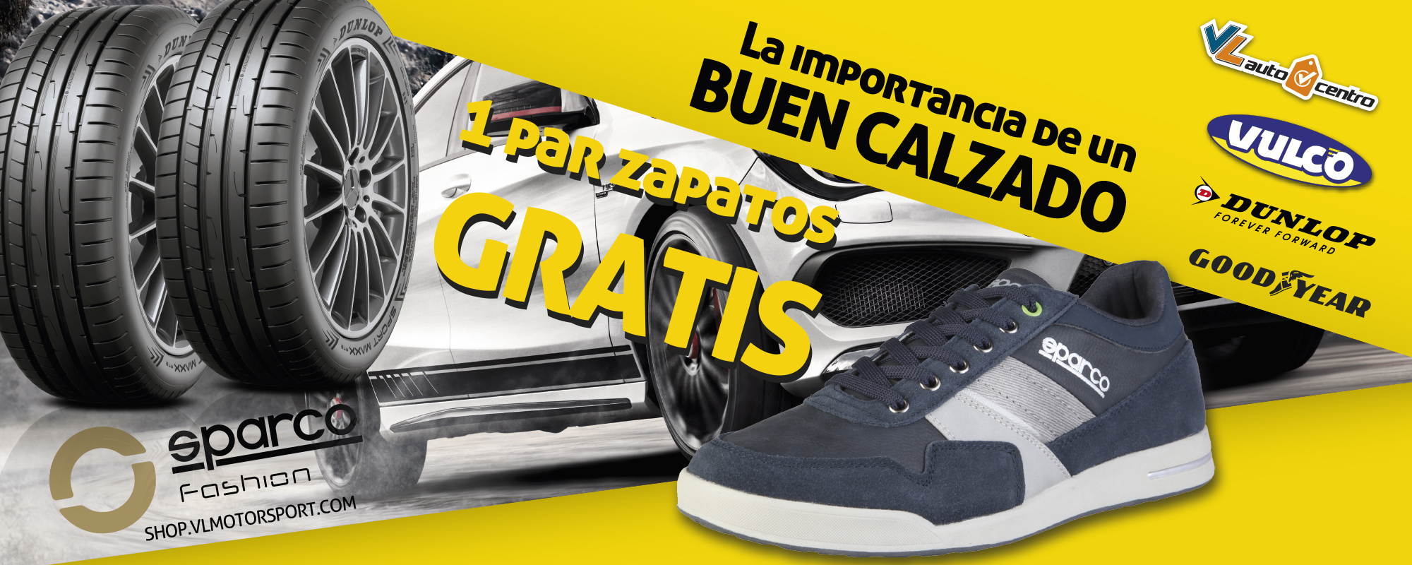 La importancia de un buen calzado, un par de Zapatos Sparco Fashion GRATIS por la compra de tus neumáticos.